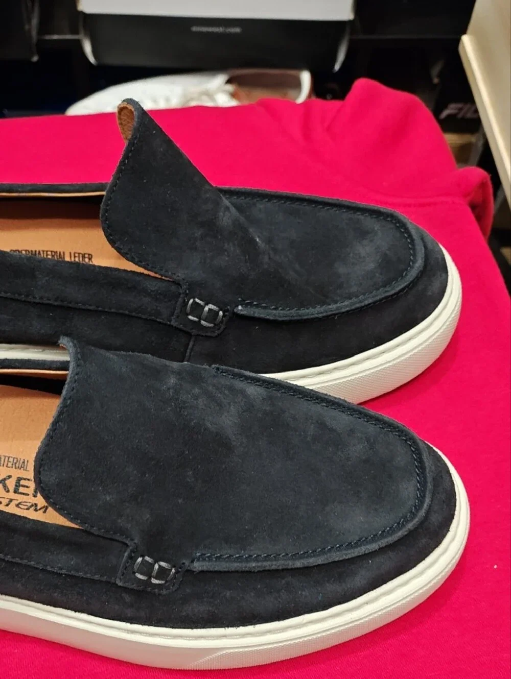 Mephisto Men’s Dark Navy Suede Slip-On Loafers with White Sole